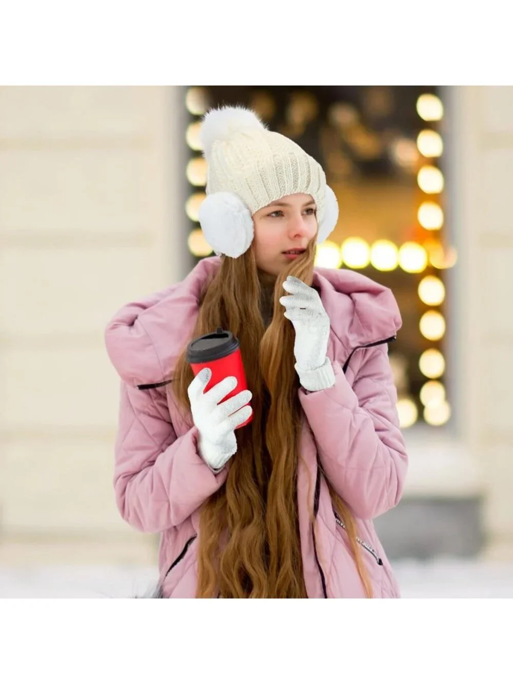 Cozy 5-Piece Winter Set: Warm Beanie, Scarf & Touchscreen Gloves for Women
